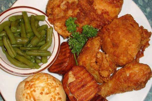 Plate of Chicken and other food